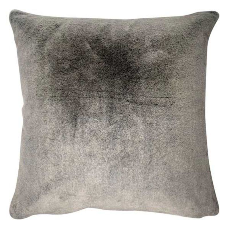 Grey Luxury Chinchilla Faux Fur Throw Pillow, 18″