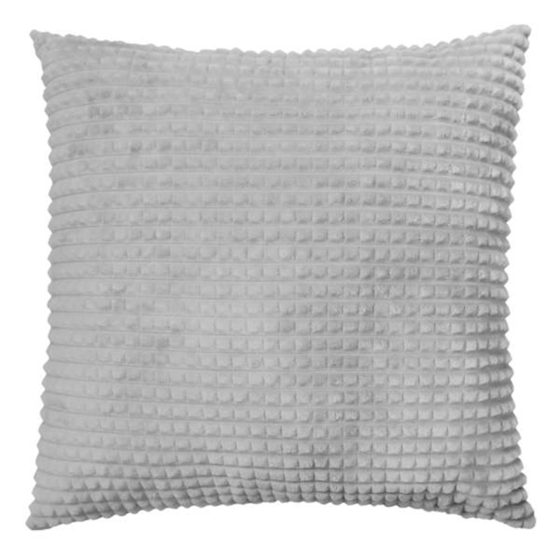 Grey Plush Check Throw Pillow, 24″