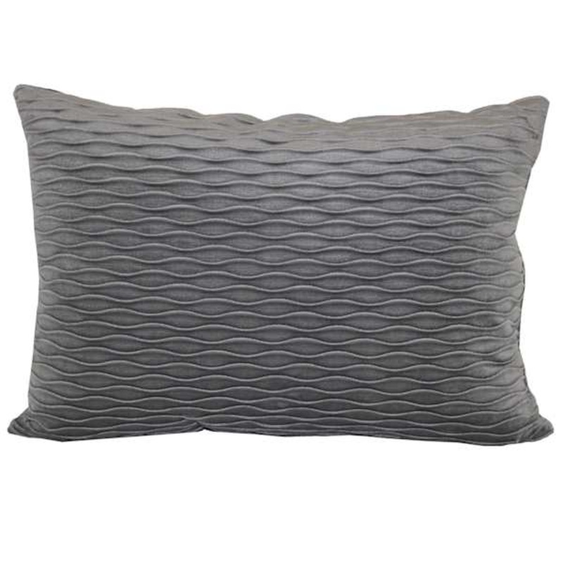 Grey Ripple Textured Plush Throw Pillow, 14×20