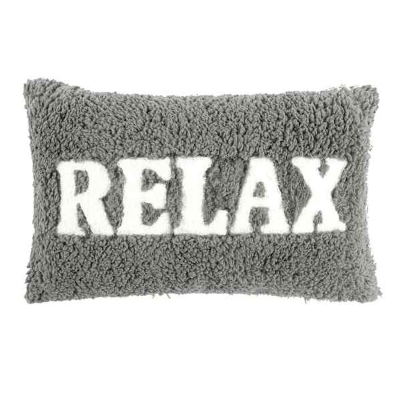 Grey Sherpa Relax Oblong Throw Pillow, 13×20