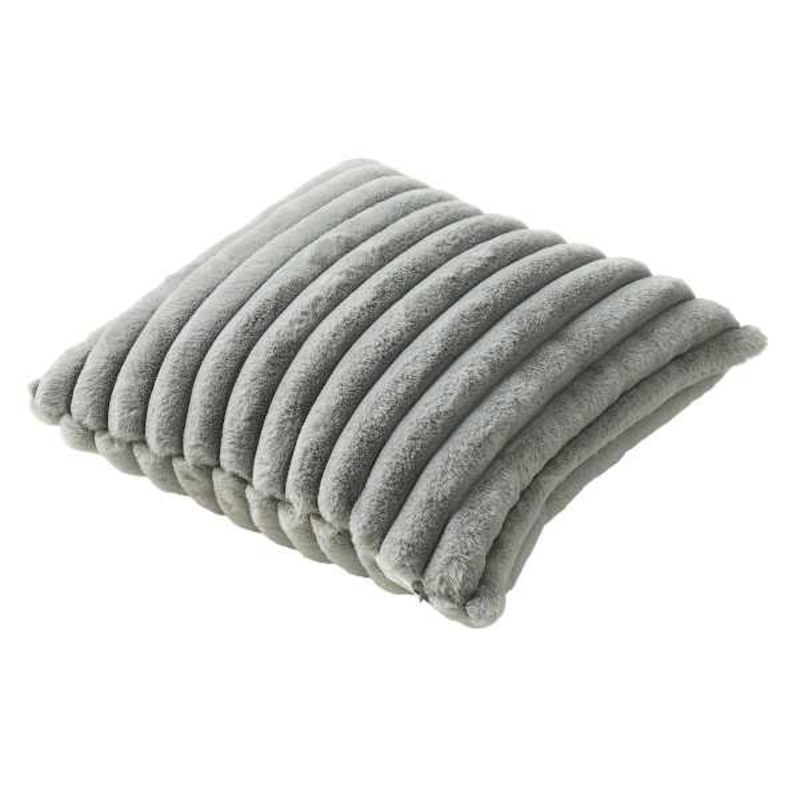 Grey Wide Rib Throw Pillow, 18″