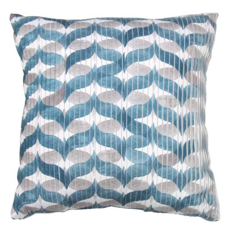 Helen Teal Scroll Throw Pillow, 18″