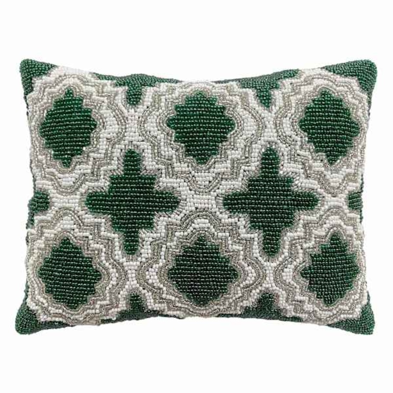 Medallion Beaded Throw Pillow, 9×12