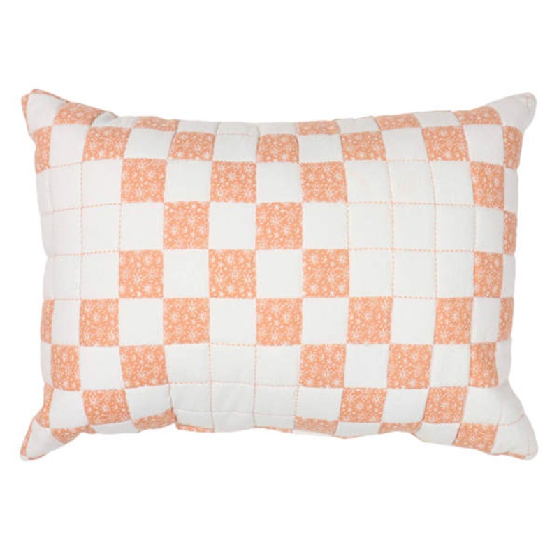 Pink & White Quilted Lumbar Pillow, 14×20