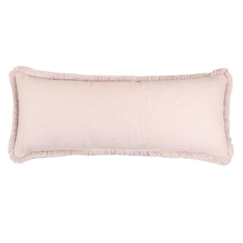 Solid Taupe Woven Throw Pillow with Fringe, 14×36