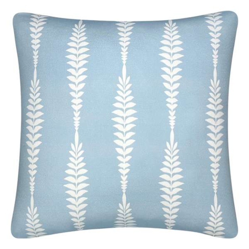 Blue Fern Print Throw Pillow, 18″
