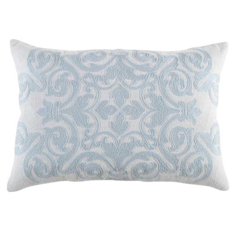 Blue Timeless Embroidered Throw Pillow, 14×20