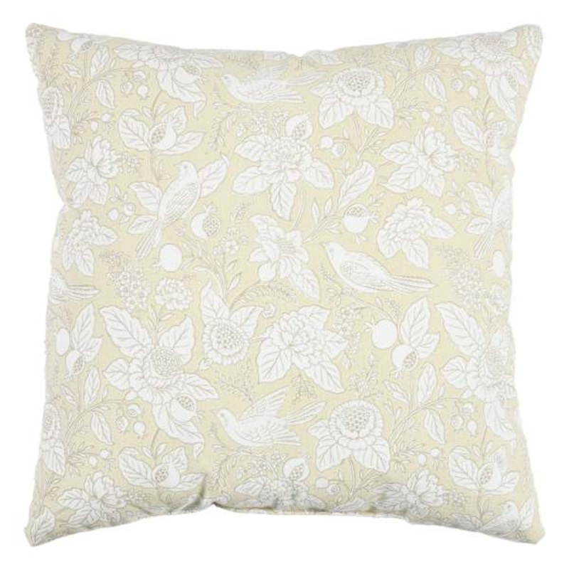 Cream Songbird Floral Print Throw Pillow, 18″