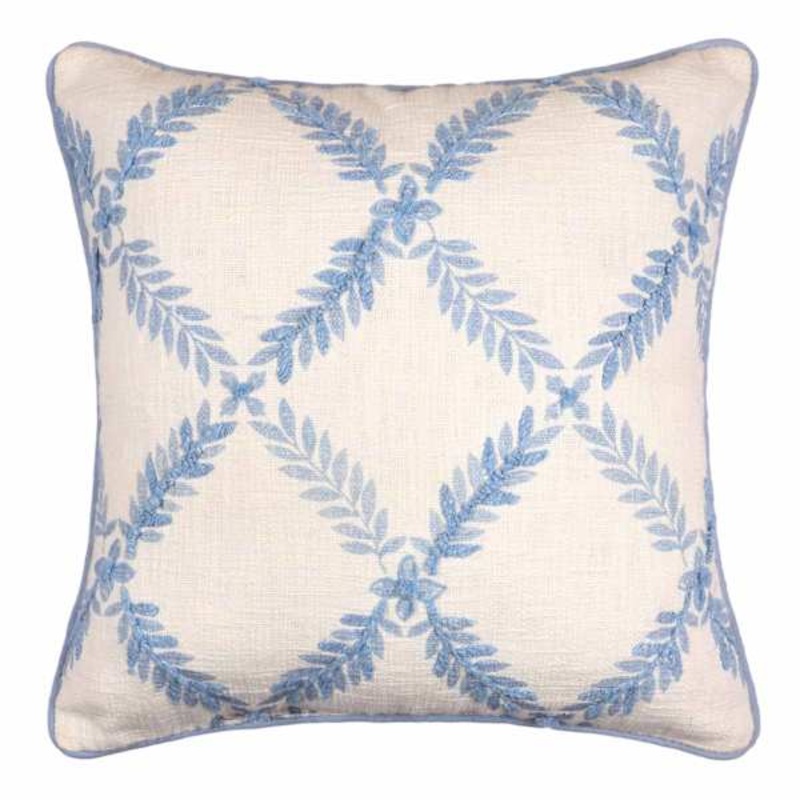 Fern Trellis Embroidered Throw Pillow, 18″