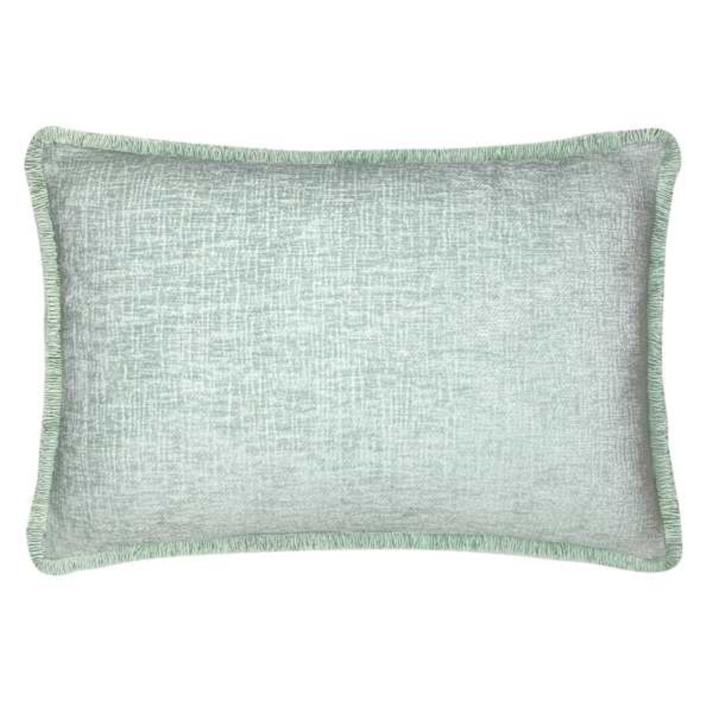 Green Chenille Throw Pillow with Fringe, 14×20