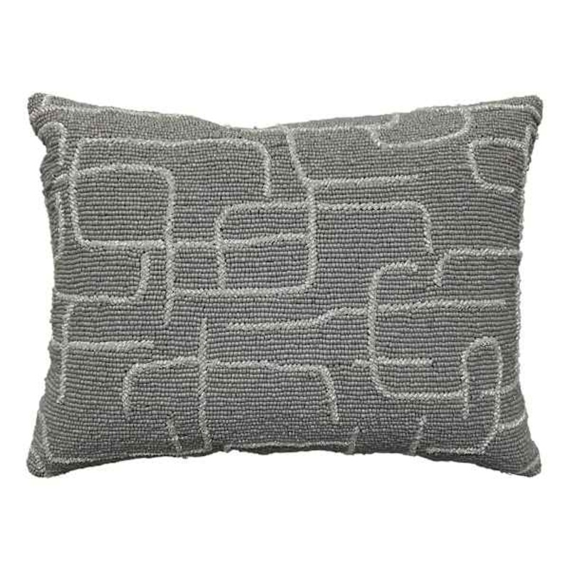 Grey Abstract Beaded Throw Pillow, 12×16