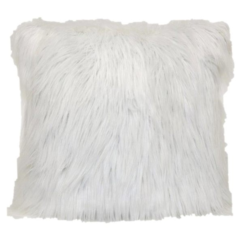 Ivory Angora Faux Fur Throw Pillow, 24″
