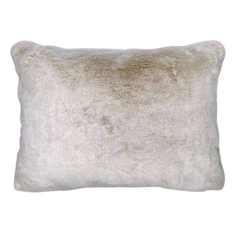 Ivory Luxury Chinchilla Faux Fur Throw Pillow, 14×20