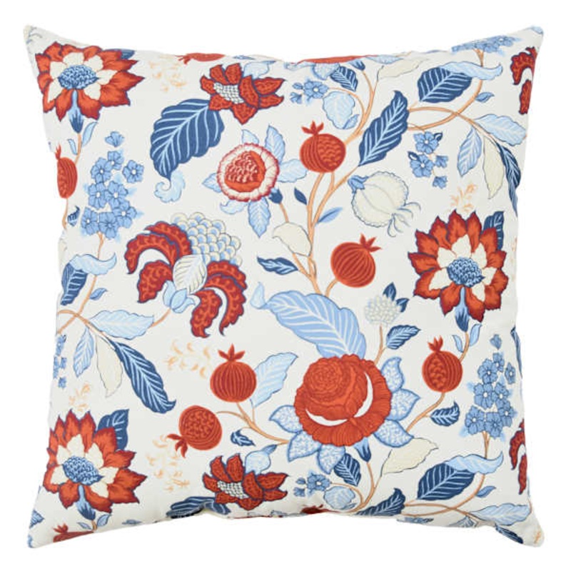 Jacobean Floral Print Throw Pillow, 18″