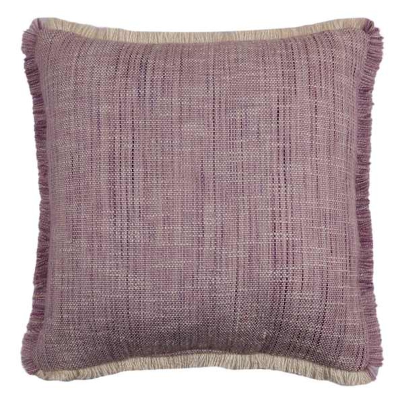 Lavender Solid Woven with Fringe Outdoor Throw Pillow, 18″