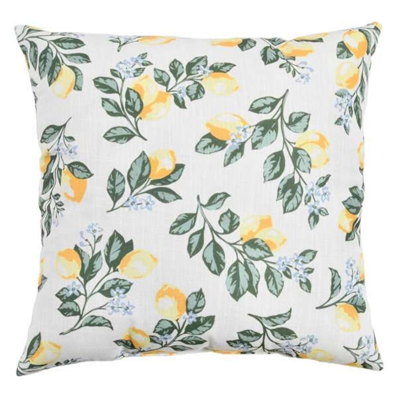 Lemon Print Throw Pillow, 18″