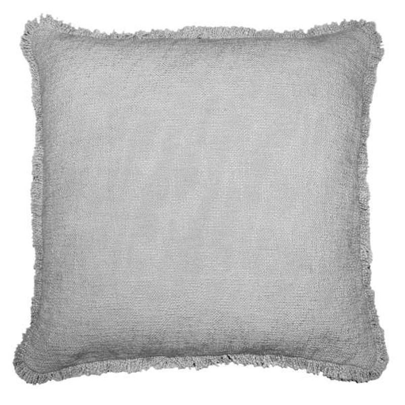 Light Grey Basic Woven Fringe Throw Pillow, 20″