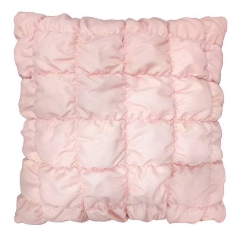 Light Pink Puffer Quilted Throw Pillow, 18″
