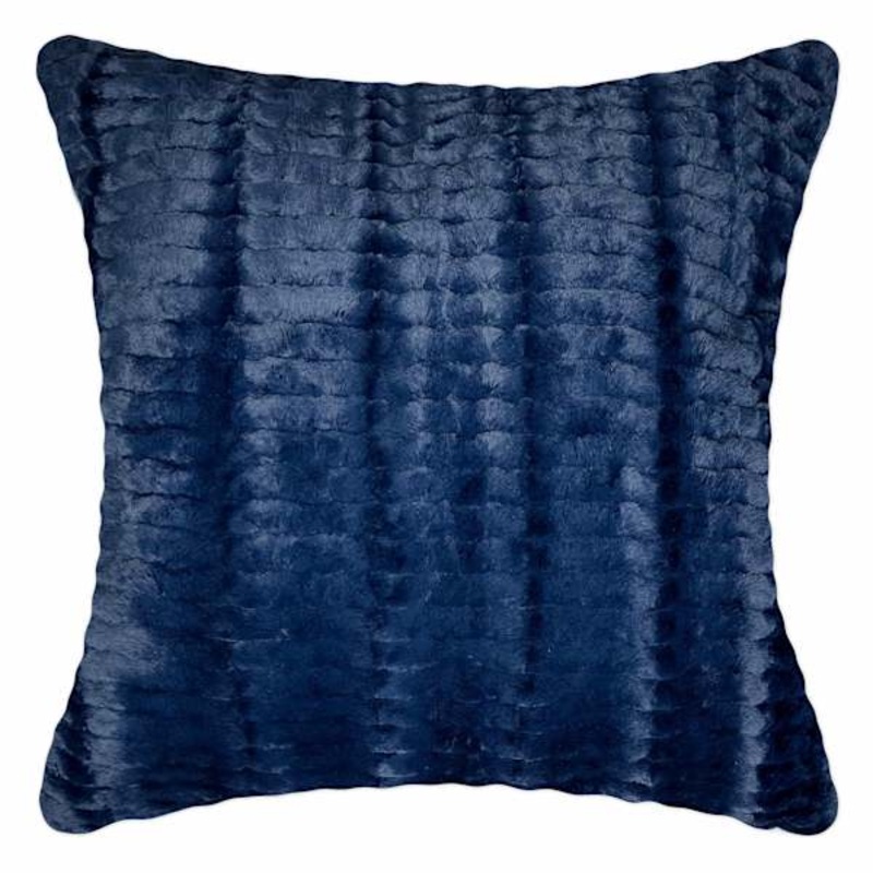 Logan Navy Blue Brush Throw Pillow, 24″