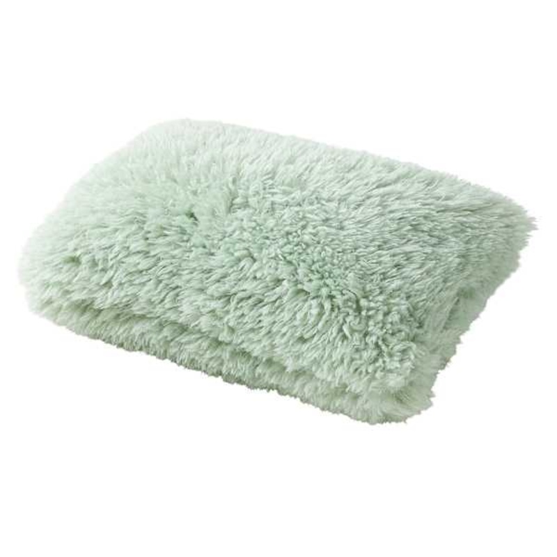 Mint Alpaca Faux Fur Throw Pillow, 14×20