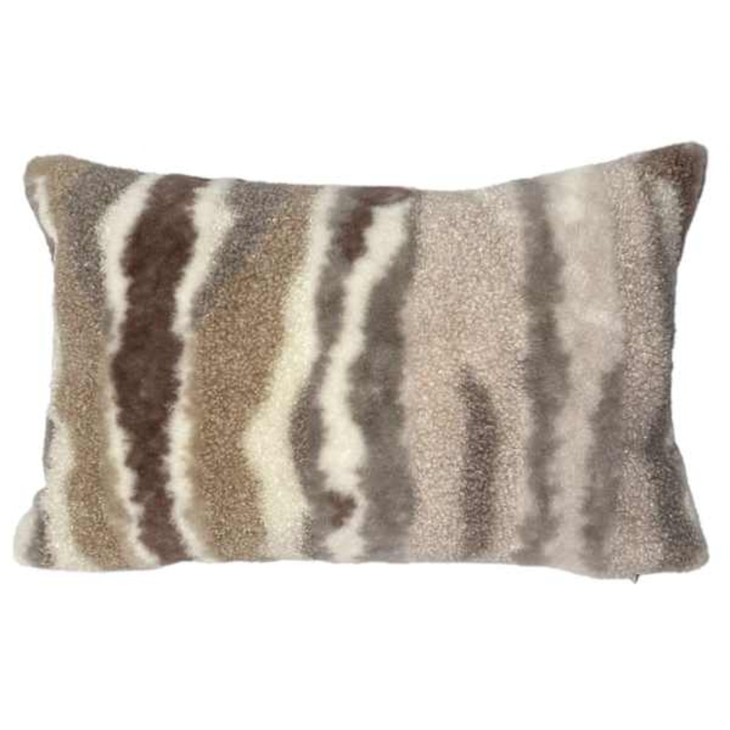 Multi-Textured Marble Faux Fur Throw Pillow, 14×20