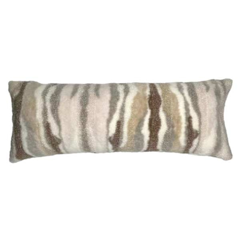 Multi-Textured Marble Faux Fur Throw Pillow, 14×36