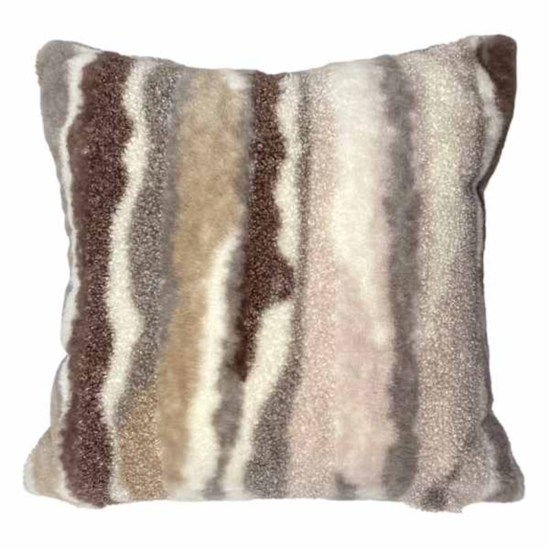 Multi-Textured Marble Faux Fur Throw Pillow, 18″