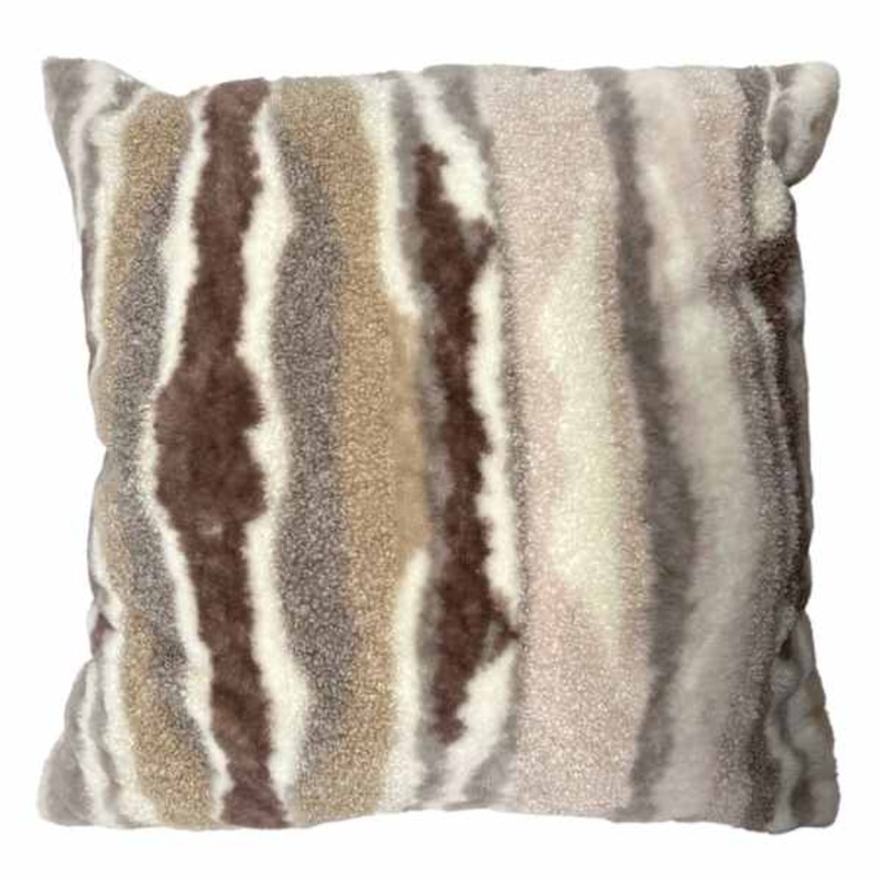 Multi-Textured Marble Fur Throw Pillow, 24″