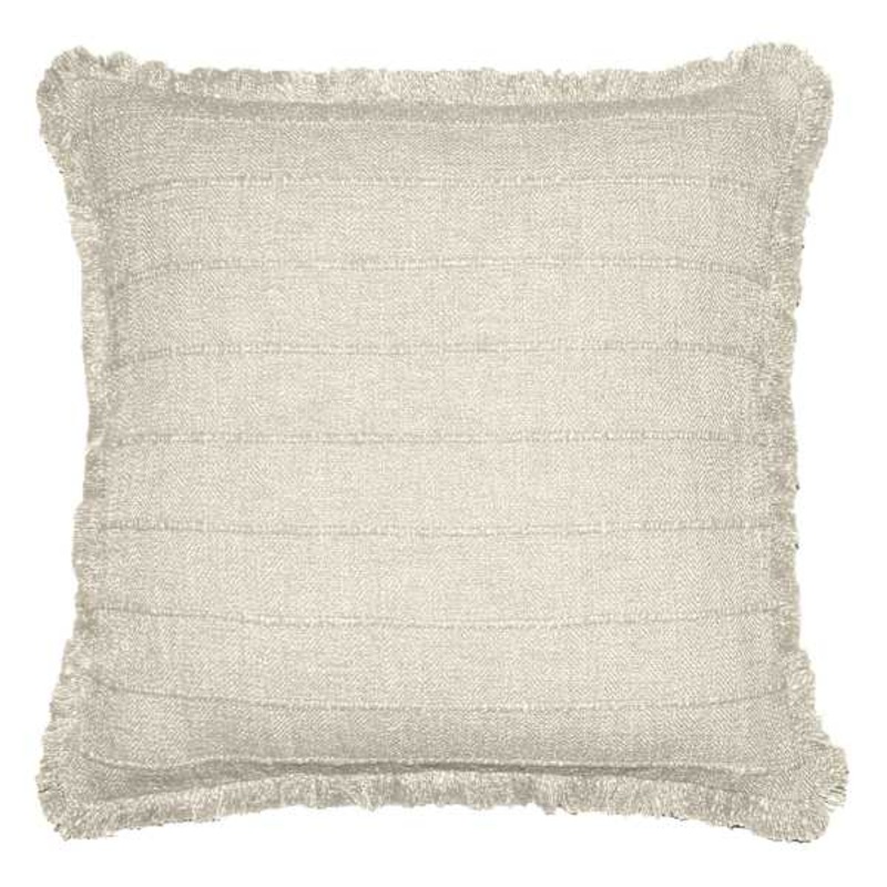 Natural Woven Stripe Fringe Throw Pillow, 20″