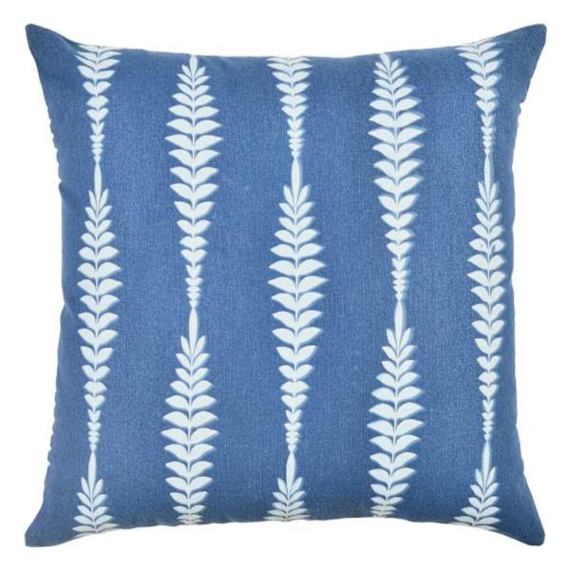 Navy Blue Fern Stripe Print Throw Pillow, 18″