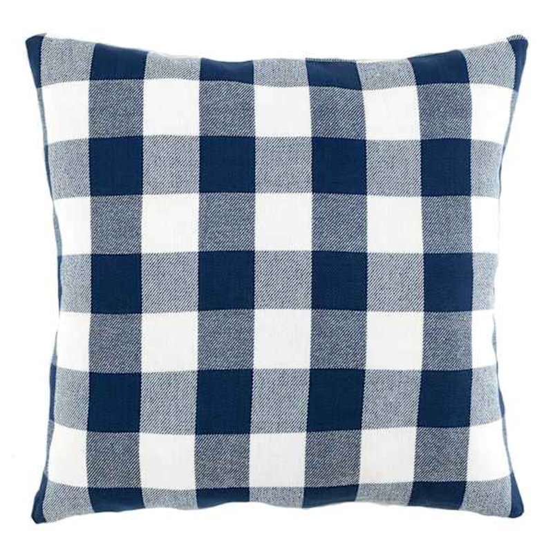 Navy Blue & White Buffalo Plaid Throw Pillow, 18″
