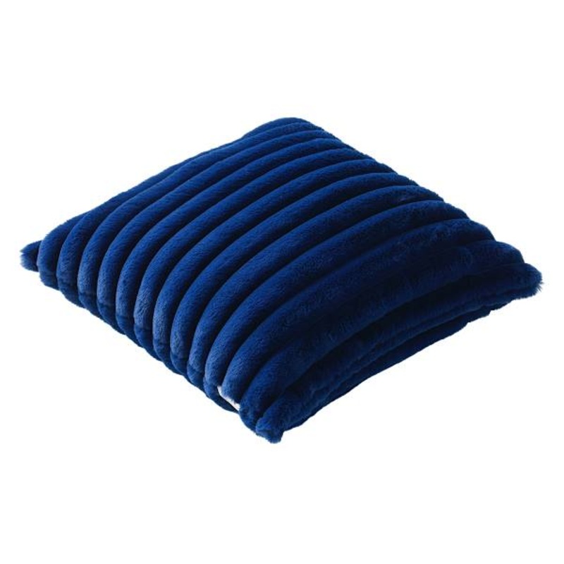 Navy Wide Rib Throw Pillow, 18″