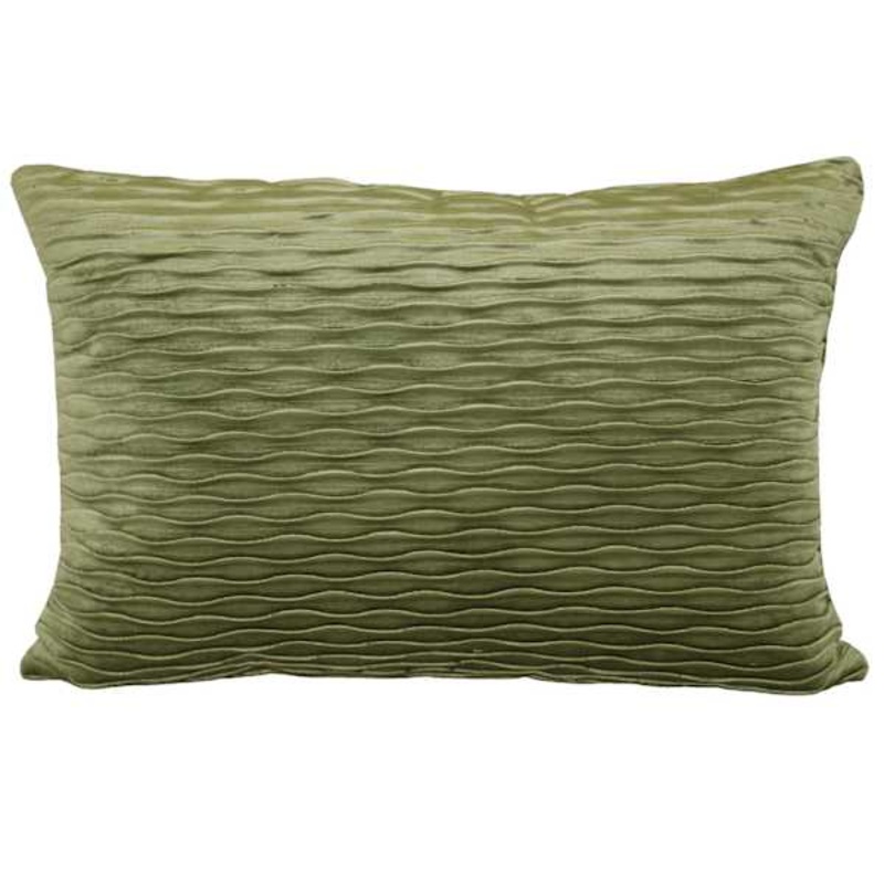 Olive Ripple Textured Plush Throw Pillow, 14×20