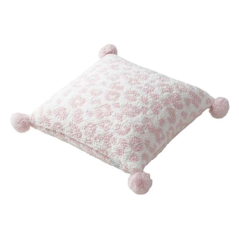 Pink Reversible Cozy Knit with Pom Poms Throw Pillow, 18″