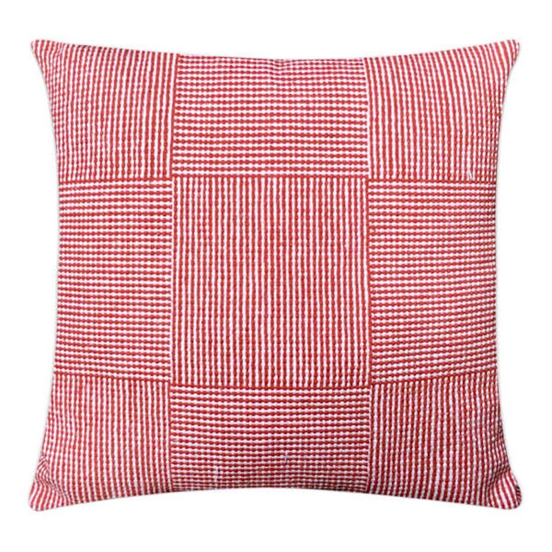 Saybrook Red Striped Woven Throw Pillow, 18″