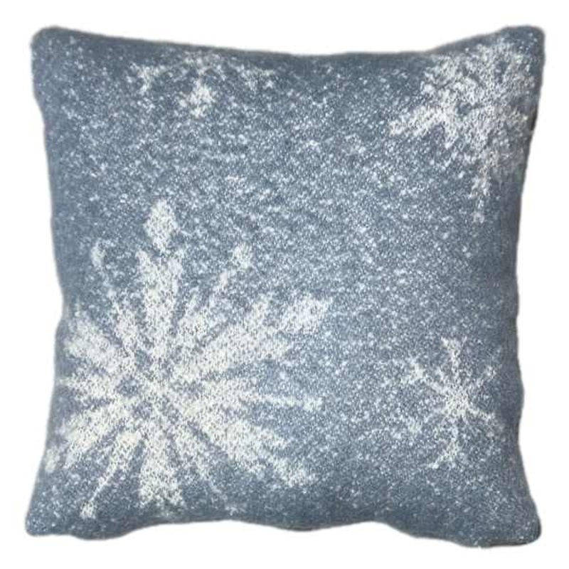 Snowflake Print Woven Throw Pillow, 18″