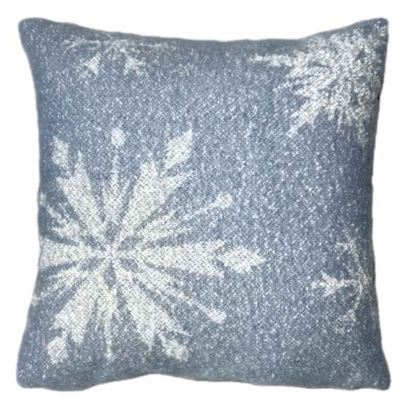 Snowflake Print Woven Throw Pillow, 24″