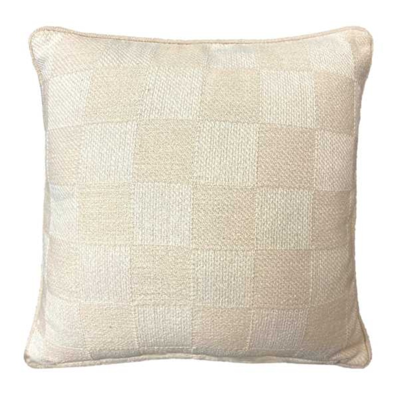 Taupe Mud Cloth Check Throw Pillow, 18″