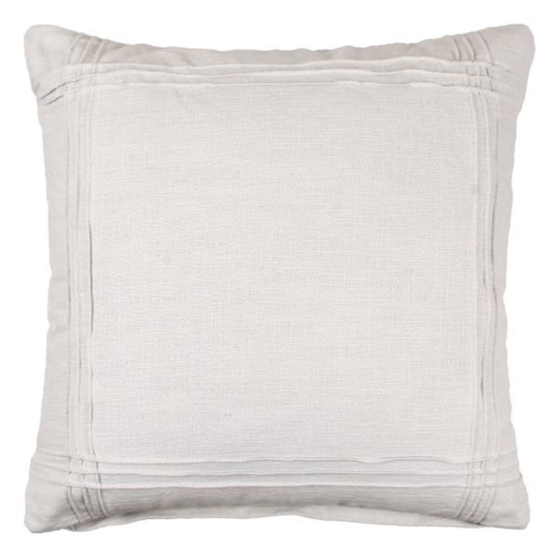 White Four Corner Frame Stitch Cotton Throw Pillow, 20″