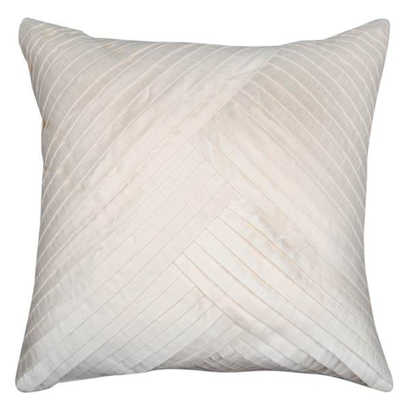 White & Gold Pleated Throw Pillow, 18″