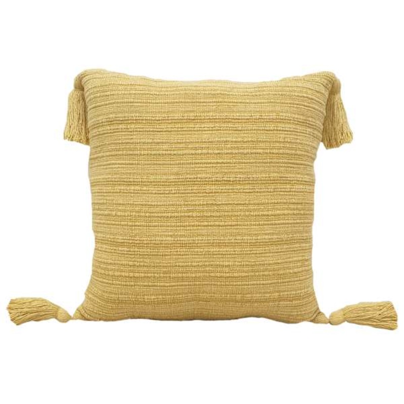 Yellow Chunky Slub Weave Throw Pillow, 18″