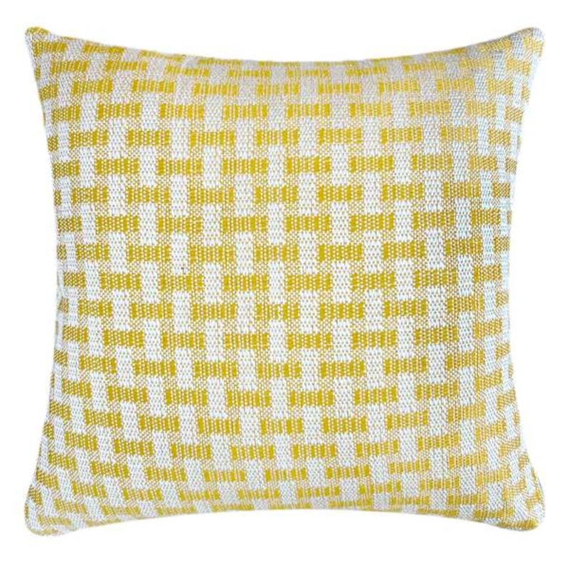 Yellow Cross Weave Woven Throw Pillow, 18″