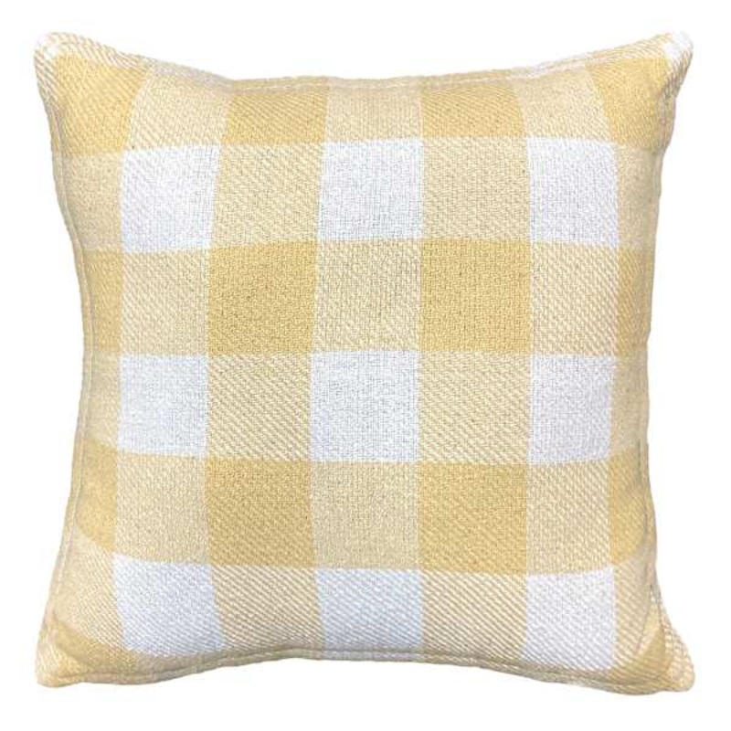 Yellow Mud Cloth Check Throw Pillow, 18″