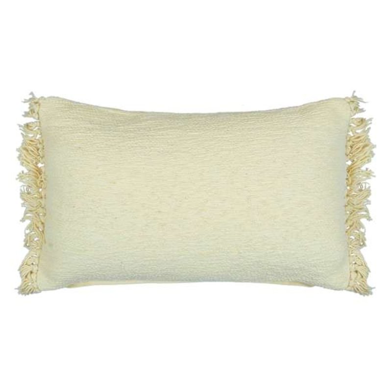 Yellow Woven Fringe Oblong Throw Pillow, 14×20