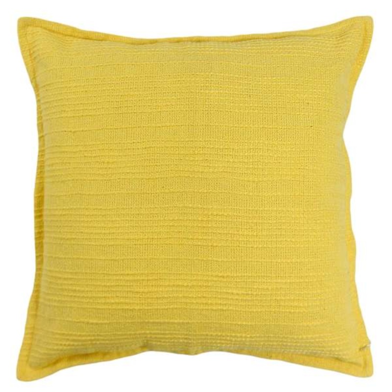 Yellow Woven Striped Slub Throw Pillow, 18″