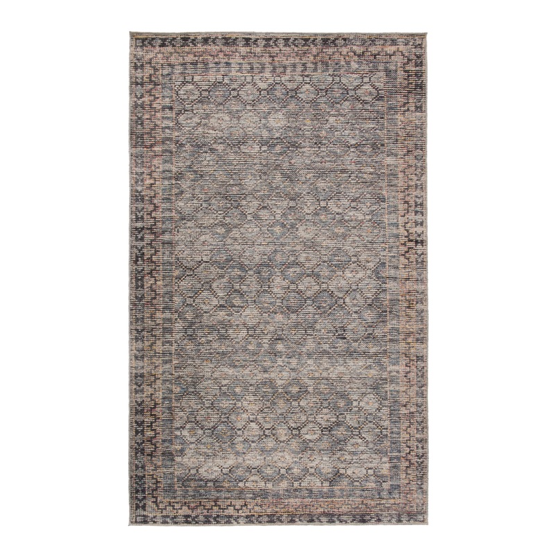 Dasi Gray Blue Diamond Tile Distressed Area Rug