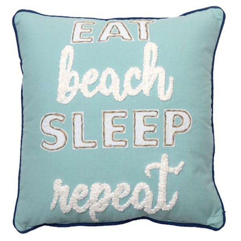 Eat Sleep Beach Repeat Throw Pillow, 18″