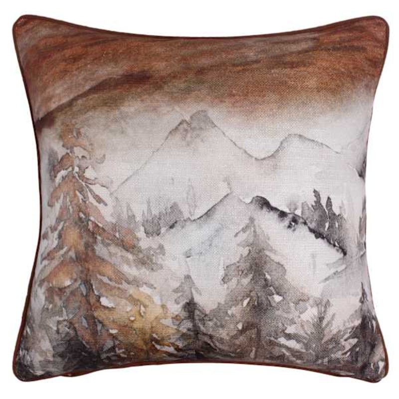 Forest Print Throw Pillow, 18″