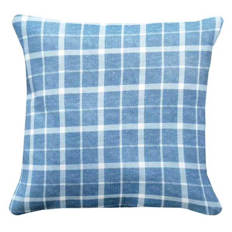 Light Blue Windowpane Throw Pillow, 18″