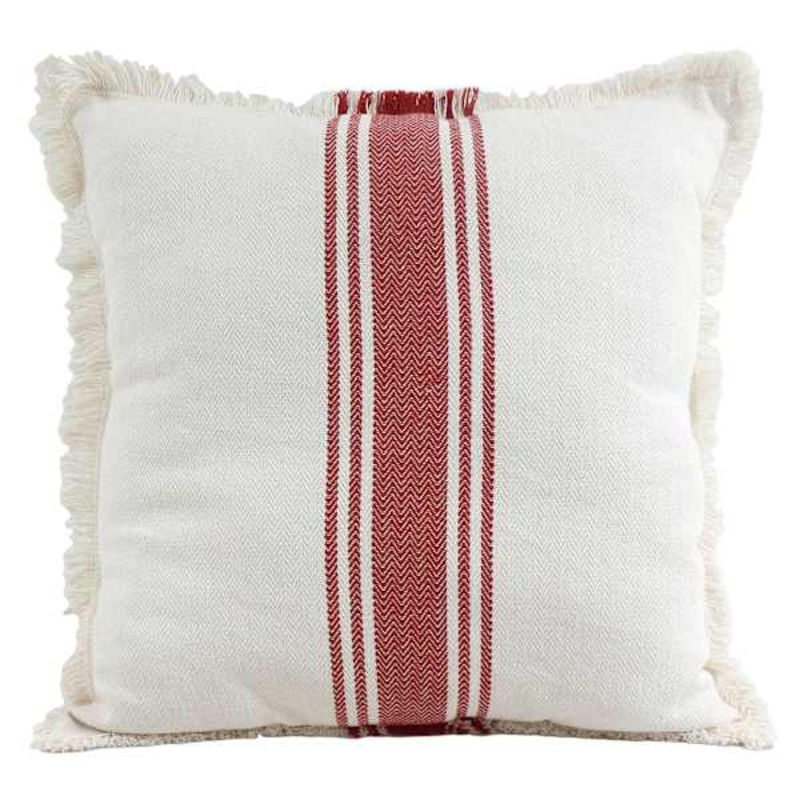 Red Center Striped Throw Pillow, 27″
